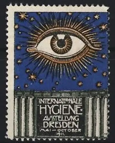 Reklamemarke Dresden, Internationale Hygiene Ausstellung 1911, Auge und Sterne