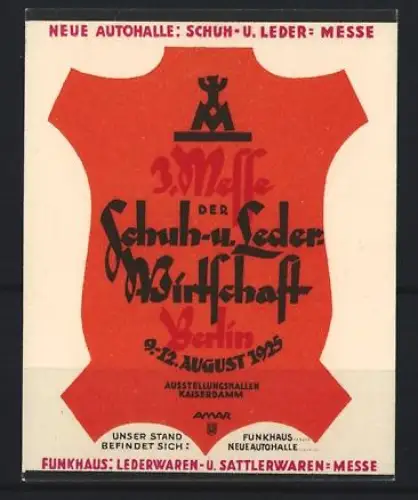 Reklamemarke Berlin, 3. Messe der Schuh- u. Lederwirtschaft 1925, Lederform