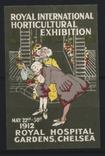 Reklamemarke Chelsea, Royal International Horticultural Exhibition 1912, Blumenschau im Treibhaus
