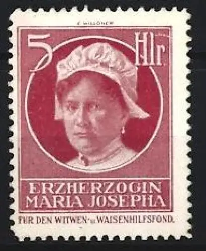 Reklamemarke Erzherzogin Maria Josepha, Porträt mit Haube