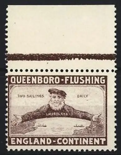 Reklamemarke S. M. Zeeland, Schifffahrten Queenboro-Flushing, Seemann