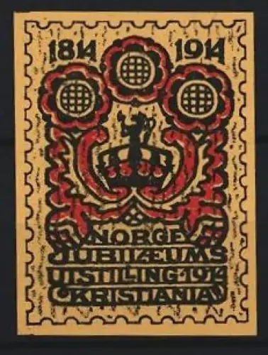 Reklamemarke Kristiania, Norge Jubileumsutstilling 1914, Wappen und Krone
