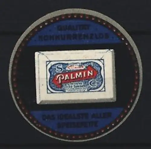 Reklamemarke Palmin, Speisefett, Verpackung mit Logo