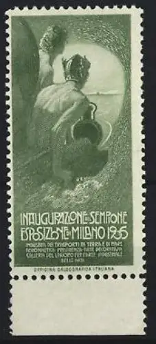 Reklamemarke Milano, Inaugurazione Sempione Esposizione 1905, Person mit Krug
