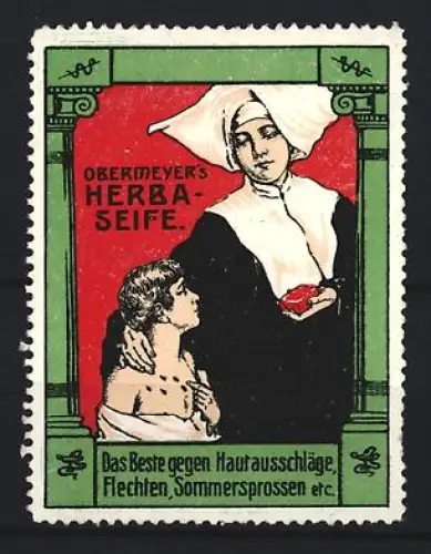 Reklamemarke Obermeyer`s Herba-Seife, Nonne mit Kind