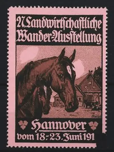 Reklamemarke Hannover, 27. Landwirtschaftliche Wanderausstellung, Pferd und Bauernhof