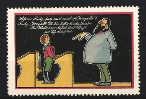 Reklamemarke Lehrer erteilt einem Schüler eine Lektion