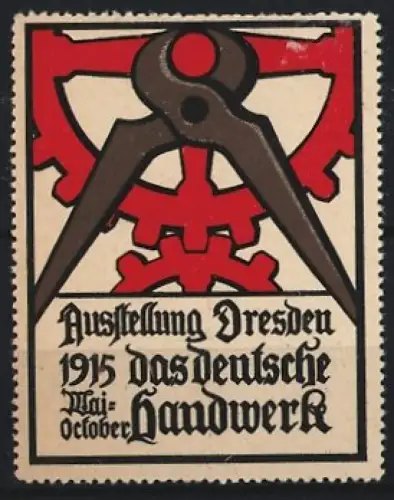 Reklamemarke Dresden, Ausstellung Das Deutsche Handwerk 1915, Zahnrad