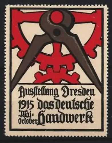 Reklamemarke Dresden, Ausstellung Das Deutsche Handwerk 1915, Zahnrad
