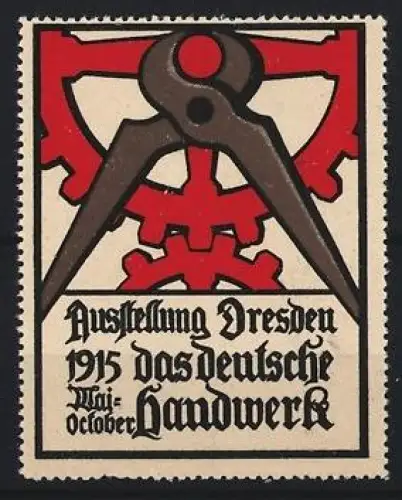 Reklamemarke Dresden, Ausstellung Das Deutsche Handwerk 1915, Zahnrad