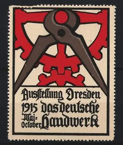 Reklamemarke Dresden, Ausstellung Das Deutsche Handwerk 1915, Zahnrad