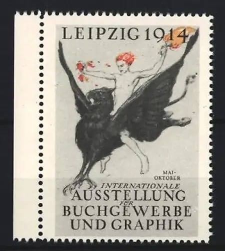 Reklamemarke Leipzig, Internationale Ausstellung für Buchgewerbe und Graphik 1914, Greif
