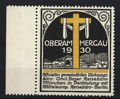 Reklamemarke Oberammergau, Amtl. Bayer. Reisebüro, Kreuz
