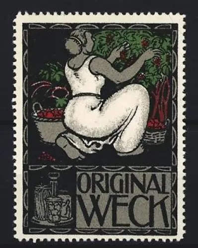 Reklamemarke Original Weck, Ernte und Einmachgläser