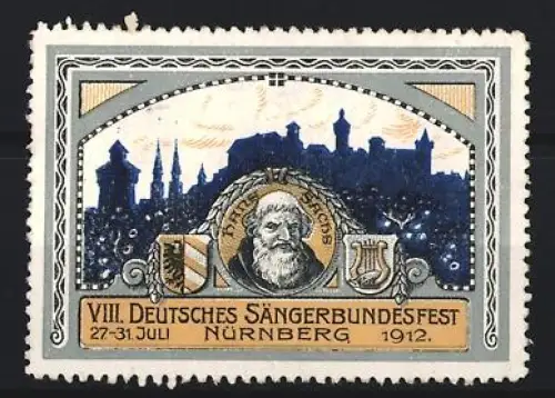 Reklamemarke Nürnberg, VIII. Deutsches Sängerbundesfest 1912, Burgsilhouette und Wappen