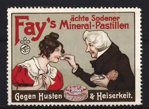 Reklamemarke Fay`s ächte Sodener Mineral-Pastillen, Husten & Heiserkeit