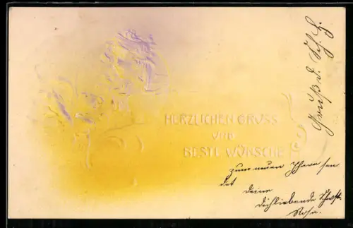 Präge-Airbrush-AK Porträt einer eleganten Dame mit Blume