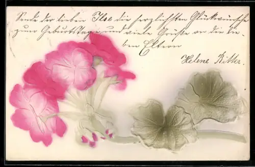 Präge-Airbrush-AK Strauss Blumen in voller Blüte