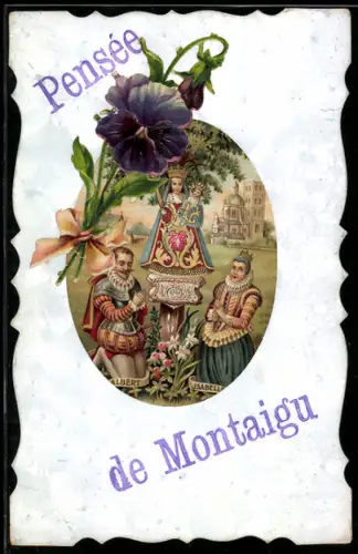 Oblaten-AK Alber und Isabelle knien betend, Veilchen