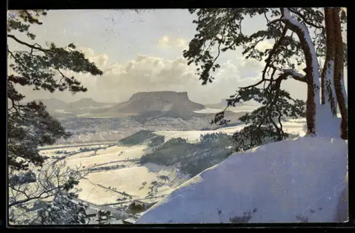 Künstler-AK Photochromie Nr. 2109: Dresden, Blick in ein verschneites Tal