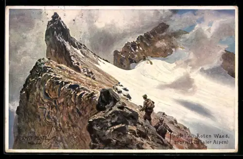 Künstler-AK Ernst Platz: Gipfel der Roten Wand mit Lechtaler Alpen