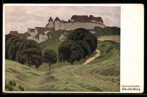 Künstler-AK sign. Gertrud Schäfer: Die alte Burg