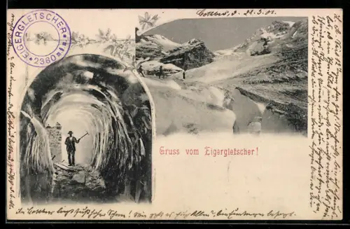 AK Eigergletscher, Blick in die Höhle, Ortsansicht