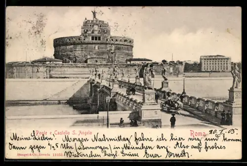 AK Rom, Ponte a Castello S. Angelo, Brücke und Schloss