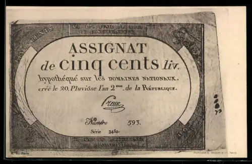 AK Geldschein über 5 Cents aus der französischen Revolution