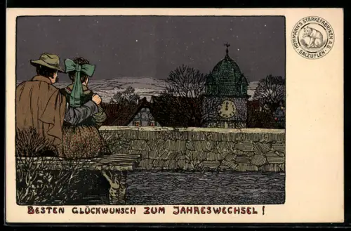 AK Reklame Hoffamnn`s Stärkefabrik, Besten Glückwunsch zum Jahreswechsel