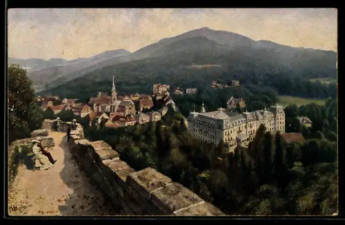 AK Badenweiler, Ortsansicht mit Kurhaus und Kirche