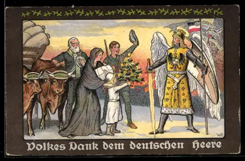 Künstler-AK Erzengel Michael schützt das einfach Volk, Kriegshilfe