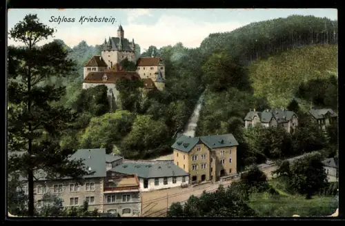 AK Kriebstein /Zschopautal, Teilansicht mit Schloss