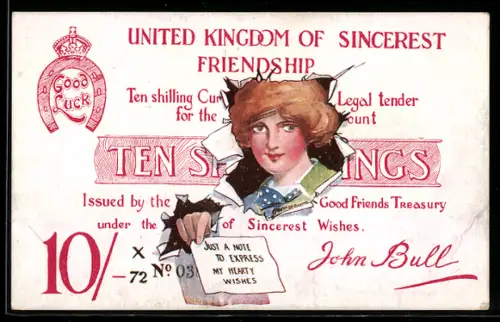 AK Junger Mann durch zerrissenen Geldschein