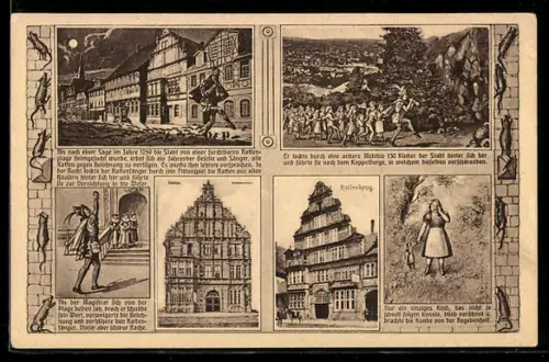 AK Hameln, die Sage des Rattenfänger von Hameln, Das Rattenfänger-Haus