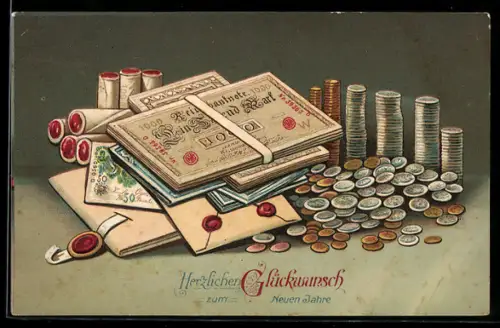 AK Banknoten & Geldmünzen Deutsches Reich