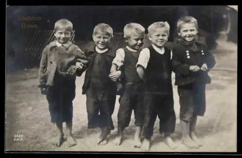 AK Gruppenaufnahme von fünf Bademer Buwe