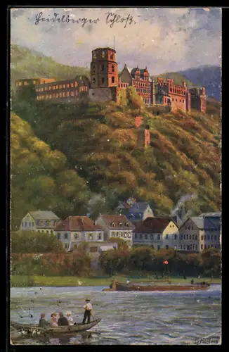 Künstler-AK Heinrich Hoffmann: Heidelberg, Schloss von der Kirchgasse aus