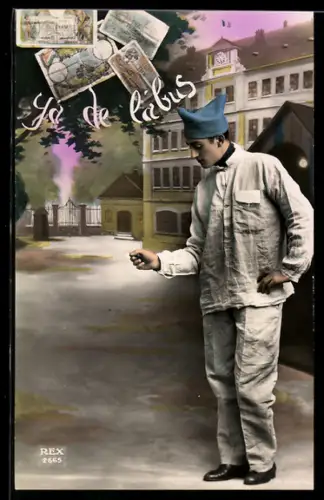 AK Mann mit Münze und Geldscheinen