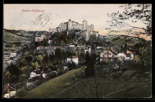 AK Salzburg, Feste Hohen-Salzburg, Ansicht mit Umgebung