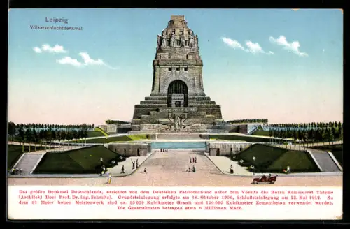 AK Leipzig, Völkerschlachtdenkmal mit Legende