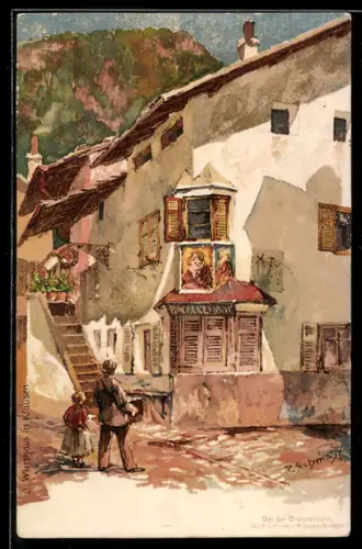 Künstler-AK P.Schmohl: Klausen, Strasse mit Wirtshaus
