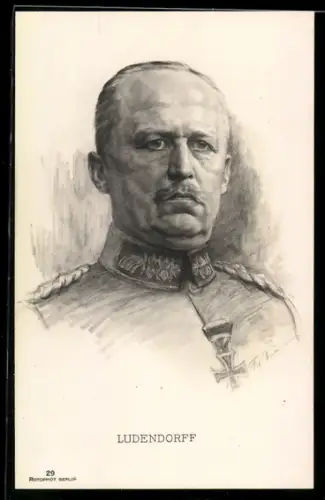 Künstler-AK Erich Ludendorff mit Eisernem Kreuz