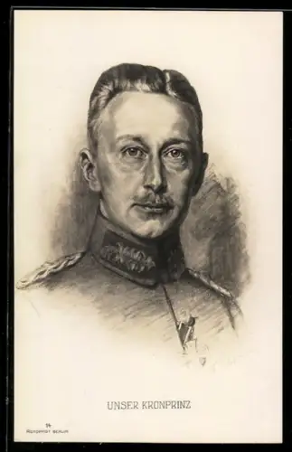 Künstler-AK Porträt Kronprinz Wilhelm von Preussen in Uniform