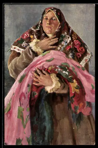 Künstler-AK Russische Bäuerin im Feiertags-Costüm