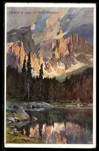 Künstler-AK Edward Harrison Compton: Carezza al Lago, Panorama