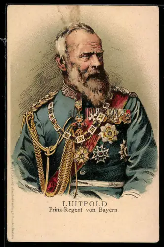 AK Prinzregent Luitpold von Bayern in Uniform mit Orden