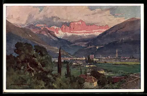 Künstler-AK Edward Harrison Compton: Bolzano / Bozen, col Catinaccio, Dolomiti