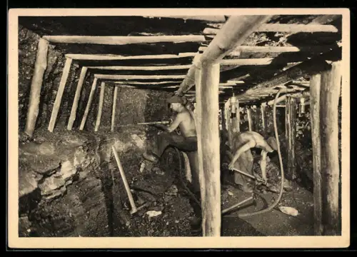 AK RWKS Ruhrkohle, Gewinnung der Kohle mittels Abbauhammer
