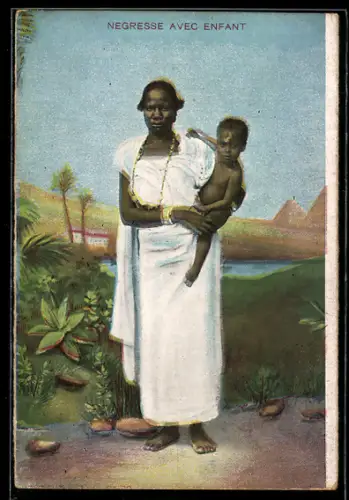 AK Negresse avec Enfant, afrikanische Volkstypen, Afrikanerin mit ihrem Kind